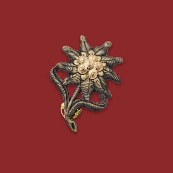 Mountain edelweiss brooch/pin, Metal floral accessaries brooch