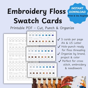 Embroidery Floss Swatch Cards: Printable Color Organizer (PDF Download)