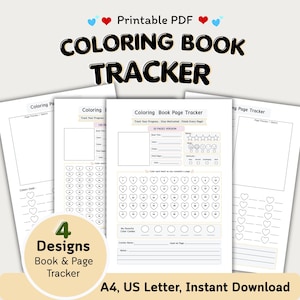 Peut inclure: Un suivi de livre de coloriage PDF imprimable avec quatre modèles. Le suivi comprend des pages pour suivre les progrès, rester motivé et terminer chaque page. La conception comprend un espace pour le titre du livre, les dates de début et de fin et un système d'évaluation.