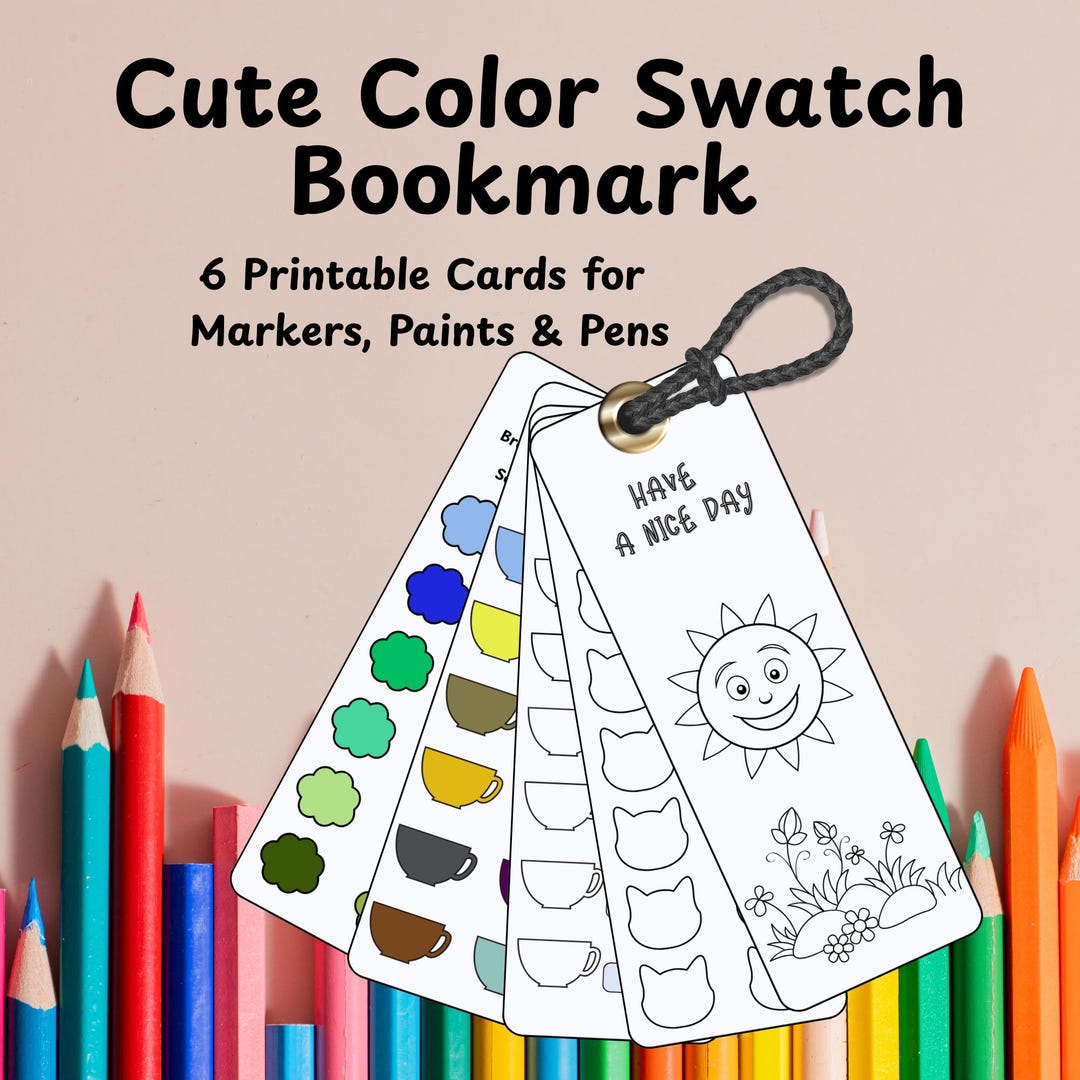 Printable Color Swatch Cards ,color Swatch Bookmark – Cute Color Charts ...