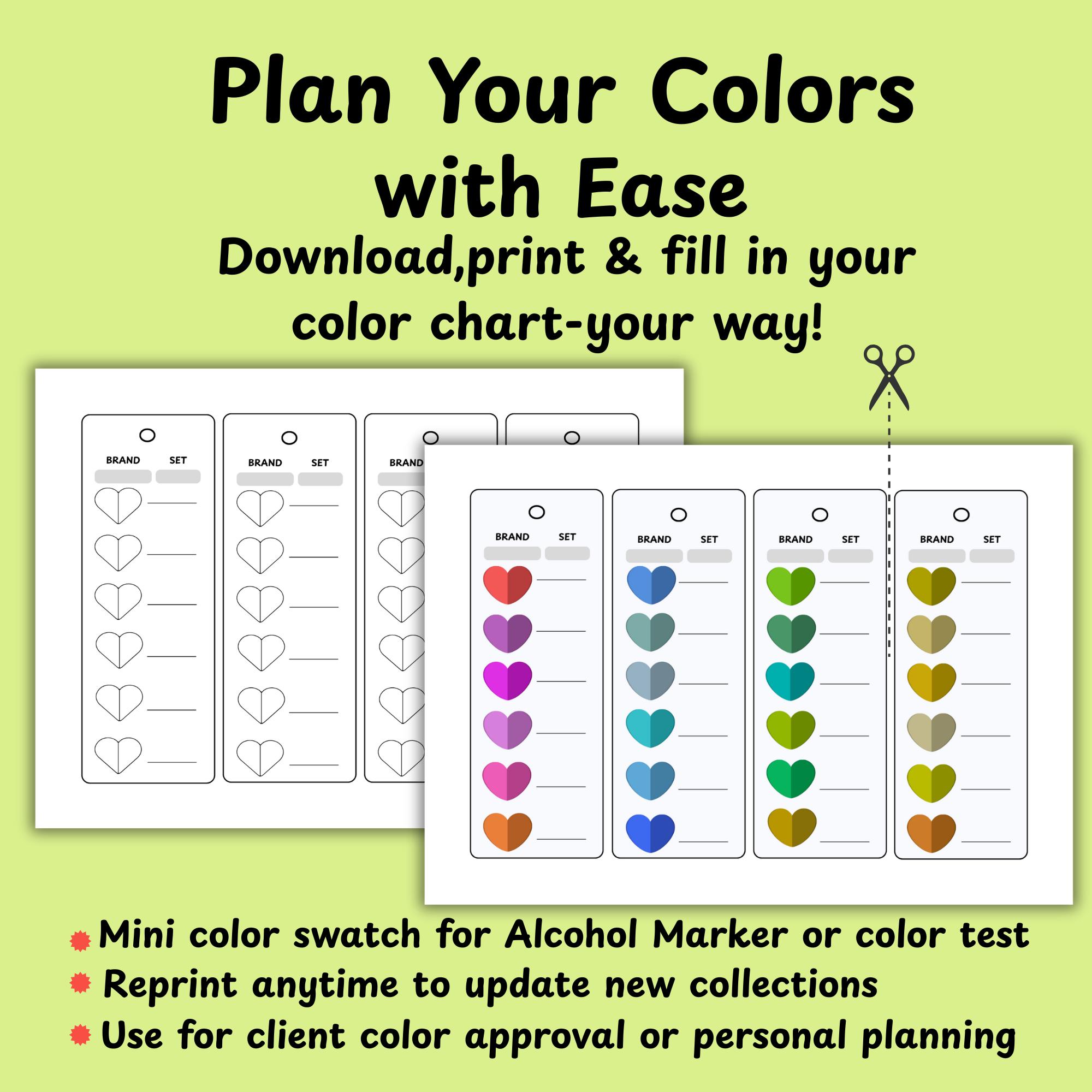 Color Swatch Cards: 2-tone Mini Chart for Markers (PDF Download A4 ...