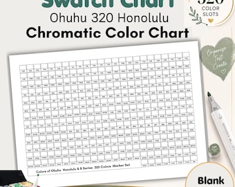 Ohuhu Honolulu 320 Marker-staalkaart | Chromatische kleur, blanco DIY (digitale download)