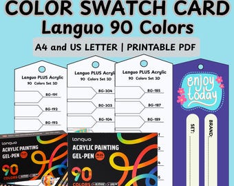Languo 90 Colors Acrylic Gel Pens Swatch Template (Instant PDF Download)