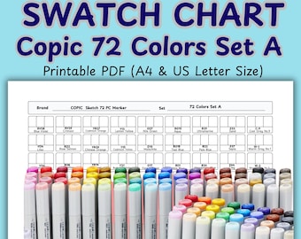 Copic Sketch 72 colori pennarelli set un modello di tabella campioni stampabile PDF