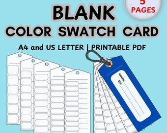 Cartes imprimables d'échantillons de couleurs - Organiseur de palette bricolage vierge (PDF)