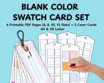 Cartes imprimables d'échantillons de couleurs - Organiseur de palette bricolage vierge (PDF)