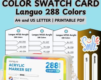 Languo 288 Colors Acrylic Marker Swatch Template (Instant PDF Download)