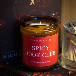 Book themed candle, Spicy Book Club Scented Soy Wax