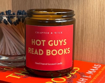Book themed candle, Hot Guys Read Book, Scented Soy Wax