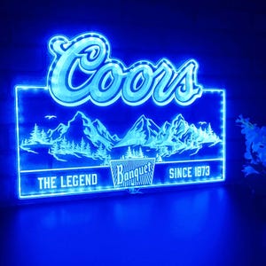 Coors Banquet Mountain Chroma Light LED Sign, Home Bar Decor Man Cave Night Light, Neon Colors Transition Wall Plaque, Christmas Gift