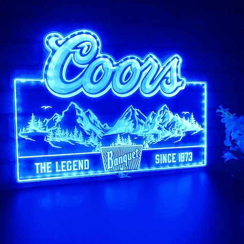 Coors Banquet Mountain Chroma Light LED Sign, Home Bar Decor Man