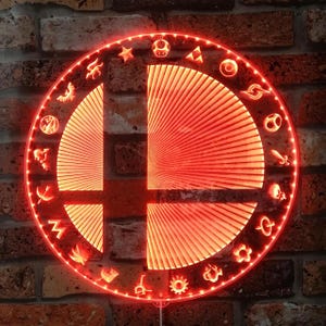 Super Smash Bros Game Room Lichtschild, Nachtlicht, Neonfarben Übergang Wandschild