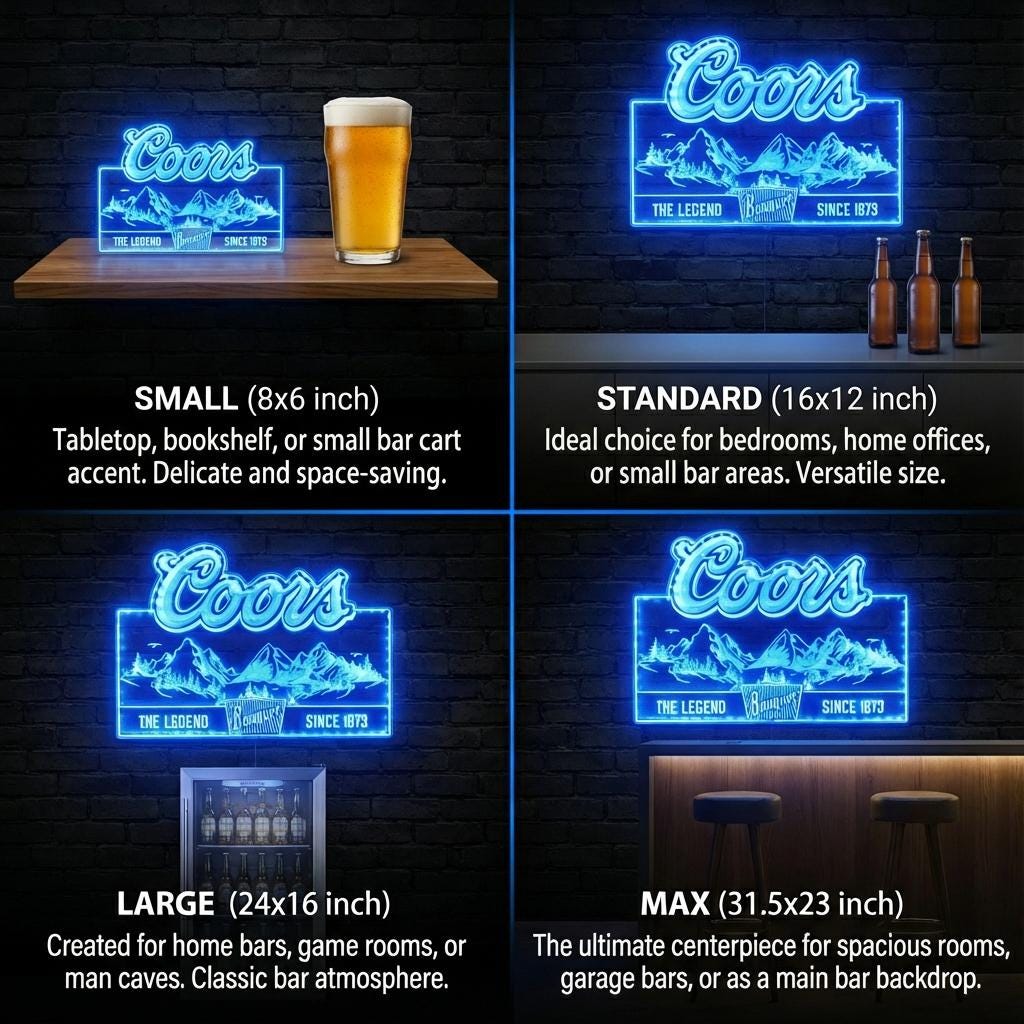 Coors Banquet Mountain Chroma Light LED Sign, Home Bar Decor Man