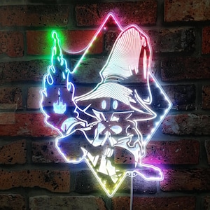 Black Mage Chroma Shape Light Sign, Video Game Room Night Light, Neon Colors Transition Wall Plaque