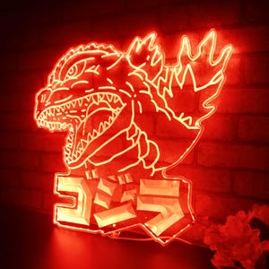 Insegna luminosa a LED a forma di Kaiju Monster King Chroma, luce notturna per sala videogiochi, luce da parete con transizione di colori al neon, regalo di Natale