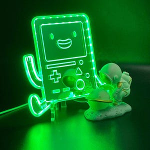 Adventure Time BMO RGB Light Mirror Sign, Video Game Room Night Light, Neon Colors Transition Wall Plaque
