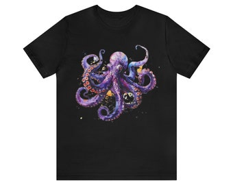 Purple Octopus T-shirt, customized, gift, ink drawing, kraken, octopus, tshirt, calligraphy,calligraphy shirt,fathers day