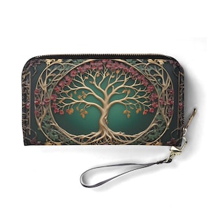 Portfel zapinany na zamek Tree of Life z wegańskiej skóry – damska kopertówka