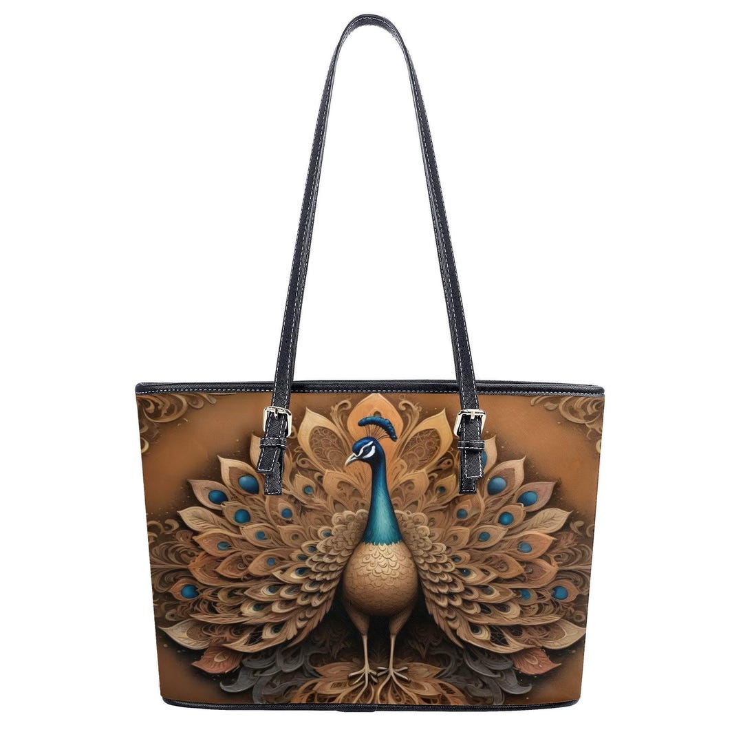 Peacock Tartan Leather Tote Bag
