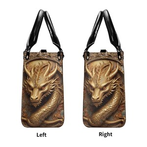 Golden Dragon Handbag, Dragon Lover Gift, Ornate Fantasy Crossbody Purse in Warm Brown Tones image 8