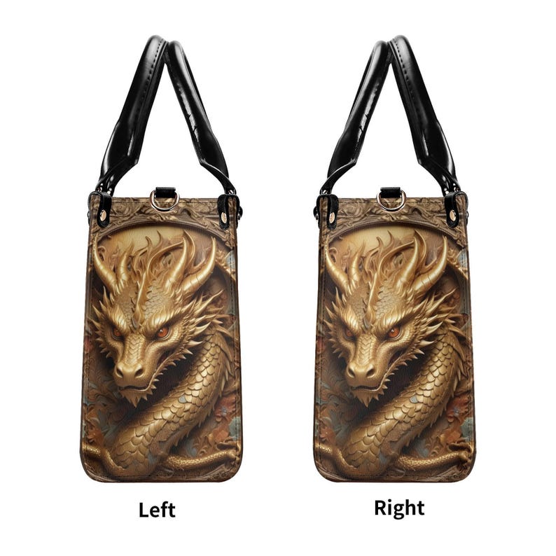 Golden Dragon Handbag, Dragon Lover Gift, Ornate Fantasy Crossbody Purse in Warm Brown Tones image 8