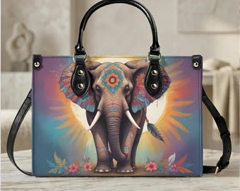 Colorful Elephant Purse, Decorative Elephant Handbag, Artistic Animal Bag, Statement Gift for Her
