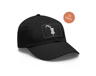 Disc Golf Gifts For Men, Dad, Unique Hat With Leather Patch, DiscGolf Player Accessories