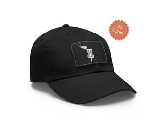 Disc Golf Gift For Men, Dad, Disc Golf Hat with Leather Patch, DiscGolf Player Accessories for Husband, Father, Dad, Disc Golf Club Cap
