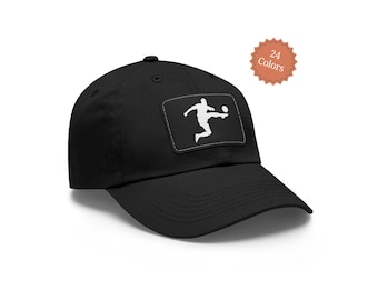 Soccer Hat with Leather Patch, Soccer Gift for Men, Him, Boyfriend, Husband, Grandpa, Soccer Cap, Soccer Club Gifts