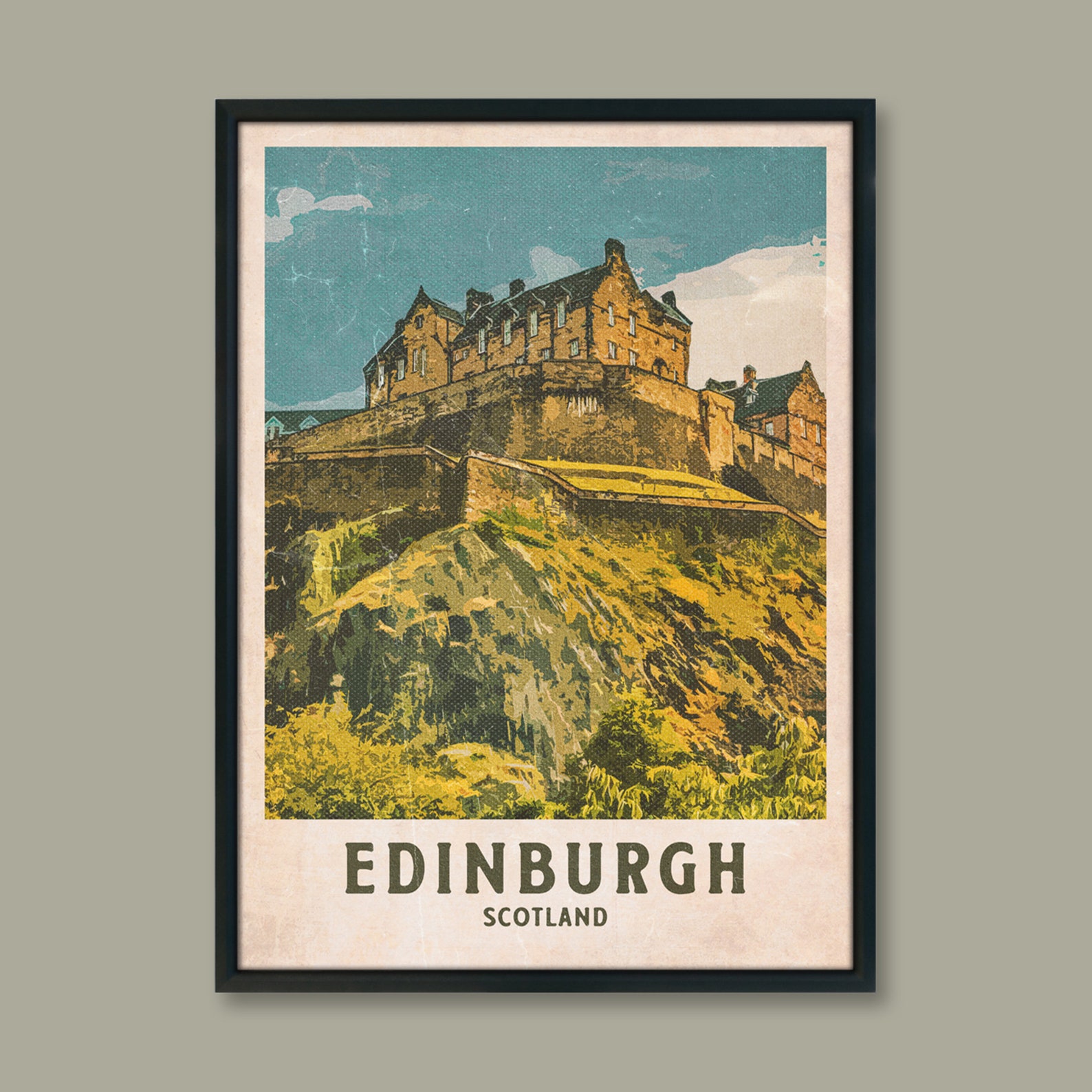 Edinburgh Castle Vintage Travel Poster | Scotland Retro Print - Etsy UK