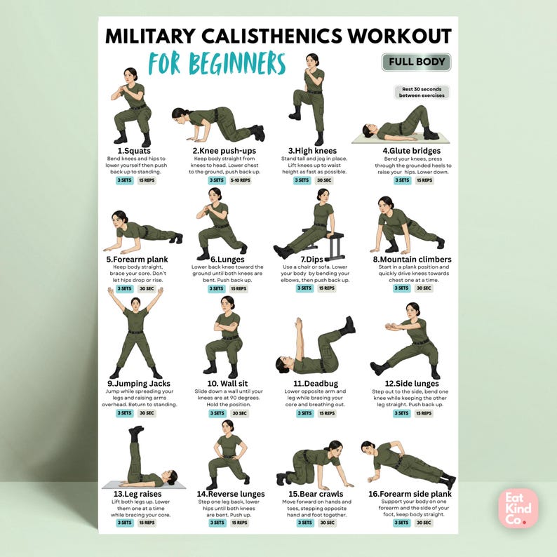Military Calisthenics Workout for Beginners | No Equipment Full Body ...