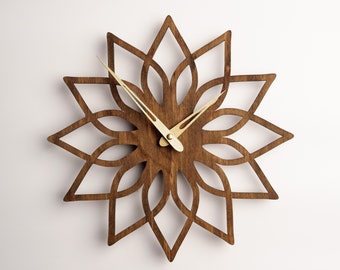 Mandala wall clock, Mandala laser cut clock, Flower wall clock, Mandala flower clock, Mandala wood wall art, Layered mandala clock