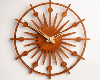 Sun wall clock, Sunburst wall clock, Scandinavian wall clock, Starburst wall clock, Sun rays wall clock, Boho wall clock, Sun wood clock