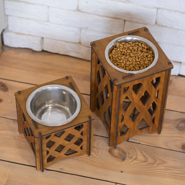 Wooden elevated dog bowls, Dog bowl stand single, Dog raised feeder, Pet bowl holder, Feeding station for dogs, Water bowl stand