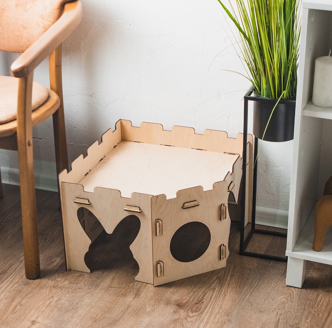 Rabbit House Wood, Large Bunny Hutch, Large Rabbit Castle, Bunny Hidey