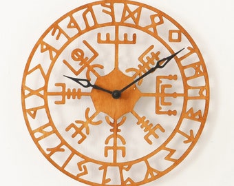 Celtic clock, Vegvisir wall clock, Viking wall clock, Viking symbol wall art, Nordic compass clock, Viking runes clock, Nordic runes clock