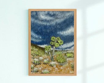 Pintura al óleo del Parque Nacional Joshua Tree • Descarga digital • Arte mural de la naturaleza de California • Paisaje desértico