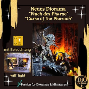 Mystical ancient Egyptian tomb robber diorama – perfectly staged by warm lighting and atmospheric flickering light.