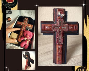 Original Ruby-Cross Special Edition Mahogany Style – Unique piece, 4 wood layers, 3D resin, holography, indoor/outdoor, in gift packaging