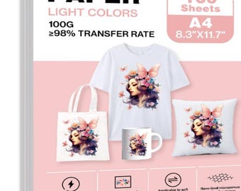 100 Sheets Sublimation Paper A4 / 8.5x11 – 100g Heat Transfer for T-Shirts, Mugs, Inkjet
