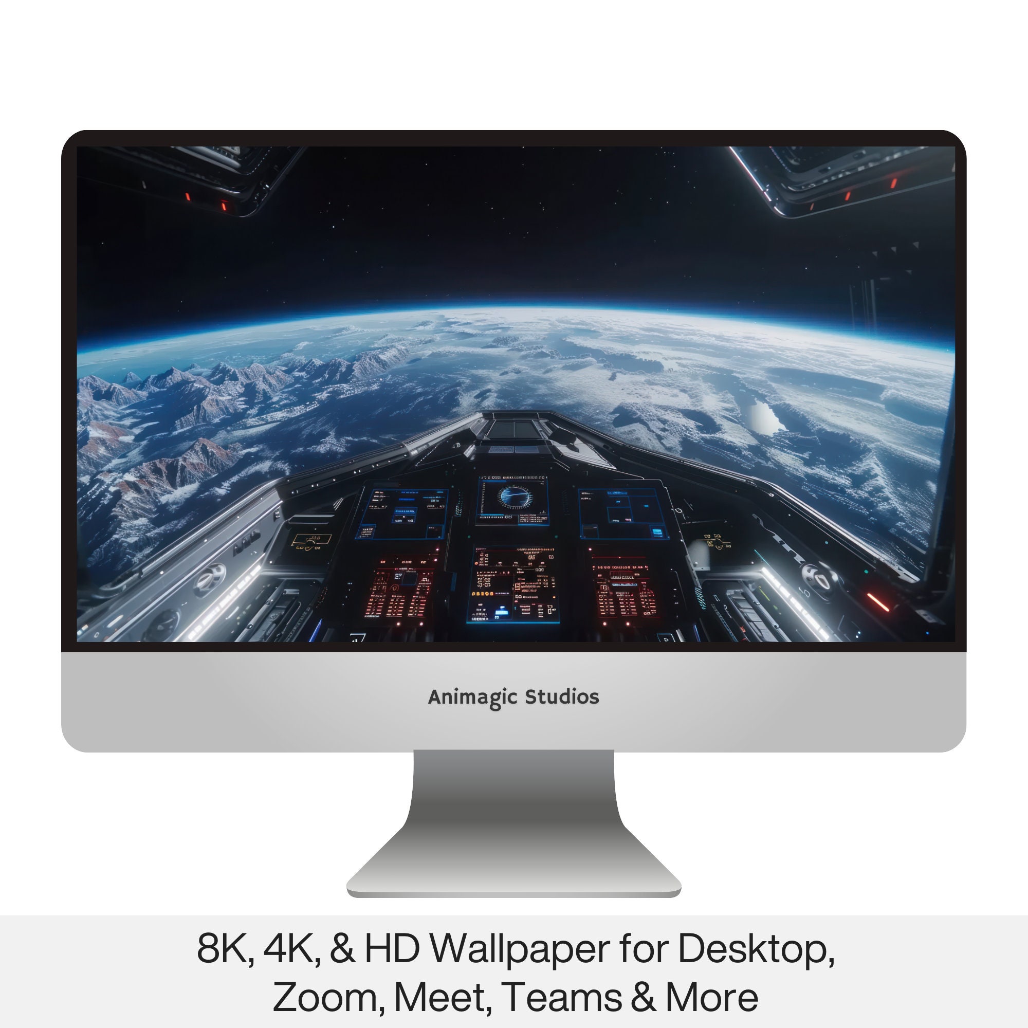 Spaceship Cockpit Desktop Wallpaper 8K Background