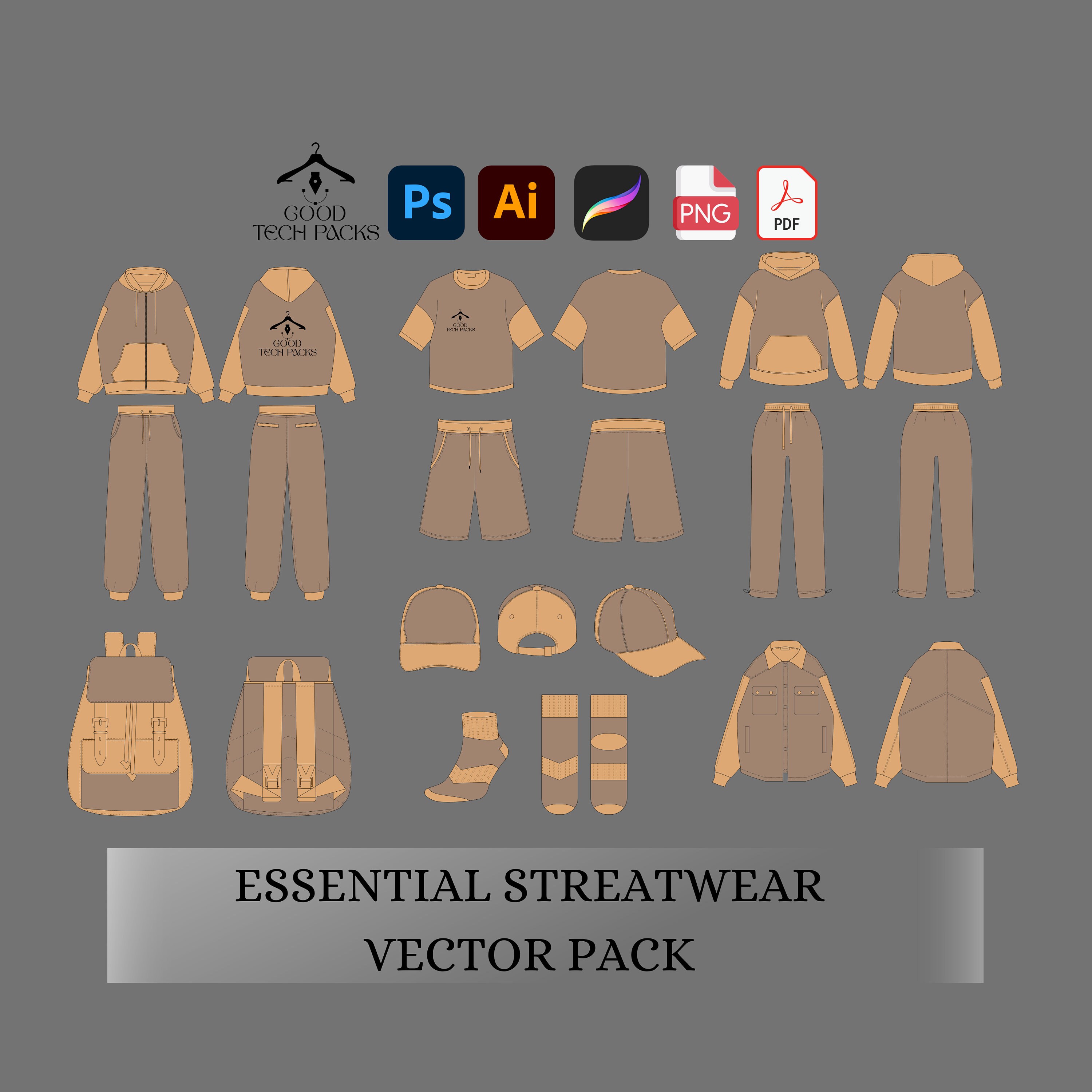 Streetwear Tech Pack Template Vector Template Tech Pack Adobe ...