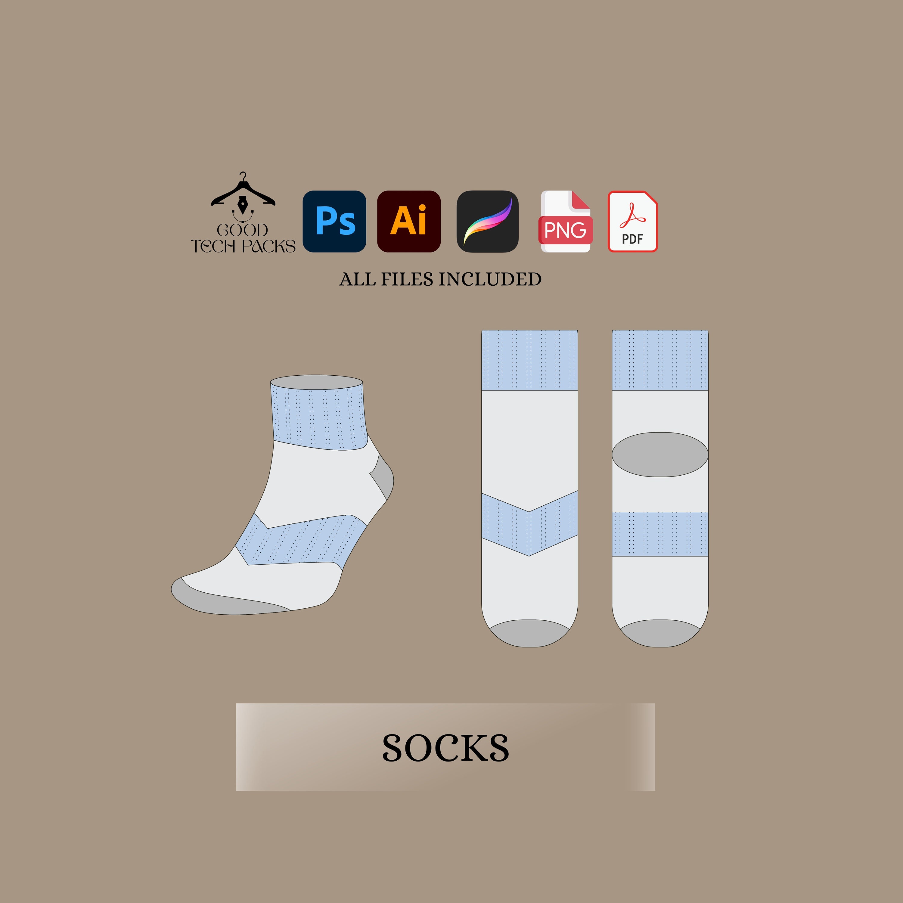 Socks Tech Pack: Good Vector Template Digital Download - Etsy