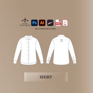 Shirt Tech Pack Template Vector Template Tech Pack Illustrator Tech Drawing  Fashion Designer Tech Pack Procreate Flat Clothing Mock Ups