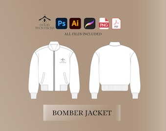 Pack technique blouson aviateur : modèle vectoriel pour le design streetwear. Téléchargement numérique