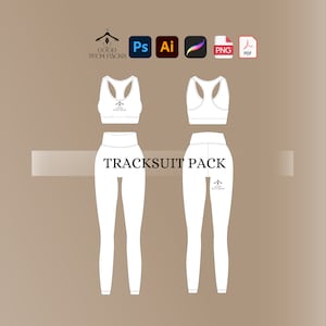 Tracksuit Template, Vector Template, Vector Tech Pack Illustrator, Fashion Streetwear, Streetwear Tech Pack,Clothing Vector Mock-Ups