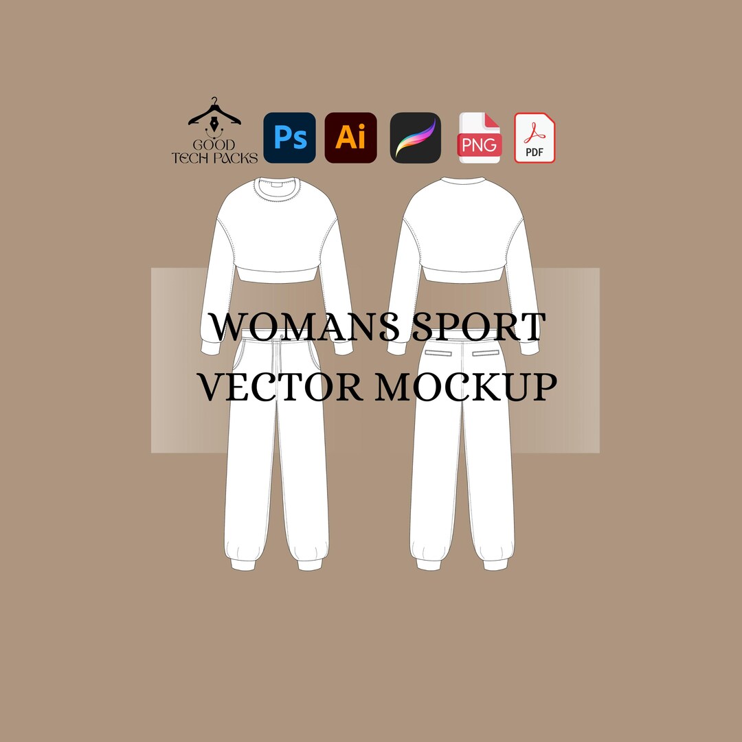 Tracksuit Tech Pack Streetwear Tech Pack Template Drawing Clothing Tech ...