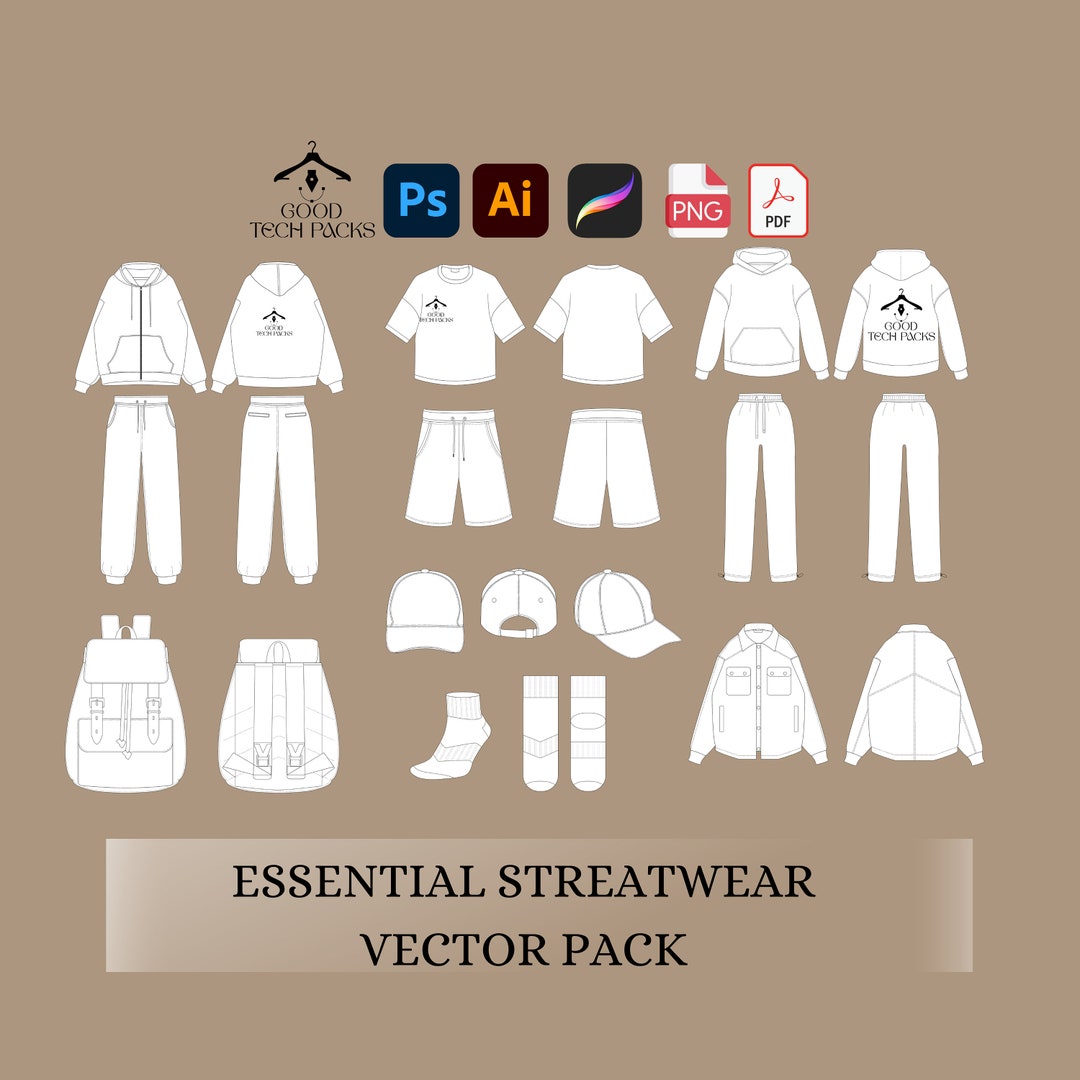 Tech Pack: Vector Template for Streetwear Design. Good Digital Download ...