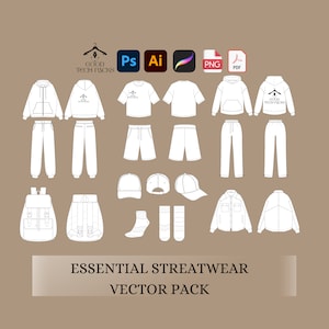 Streetwear Tech Pack Template Vector Template Tech Pack Adobe Illustrator Procreate Tech Pack Drawing Streetwear Clothing Mock Ups