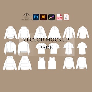 Streetwear Mockup, Vorlage, Vektor Tech Pack Illustrator, Mode Streetwear, Streetwear Tech Pack, Kleidung Procreate Mockups